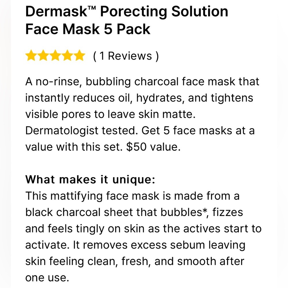 Dr Jart+ Dermask Porecting Solution Face Mask 5 Pack | NEW | Sheet Masks - Picture 7 of 12